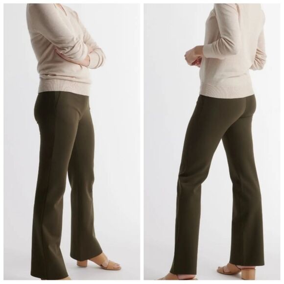 Quince Olive Green Ultra Stretch Ponte Bootcut Pull On Pants Size Large Petite - Picture 1 of 10
